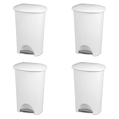Sterilite 10968004 11-Gallon Hands Free Step on Lid Lifting Wastebasket (4 Pack)