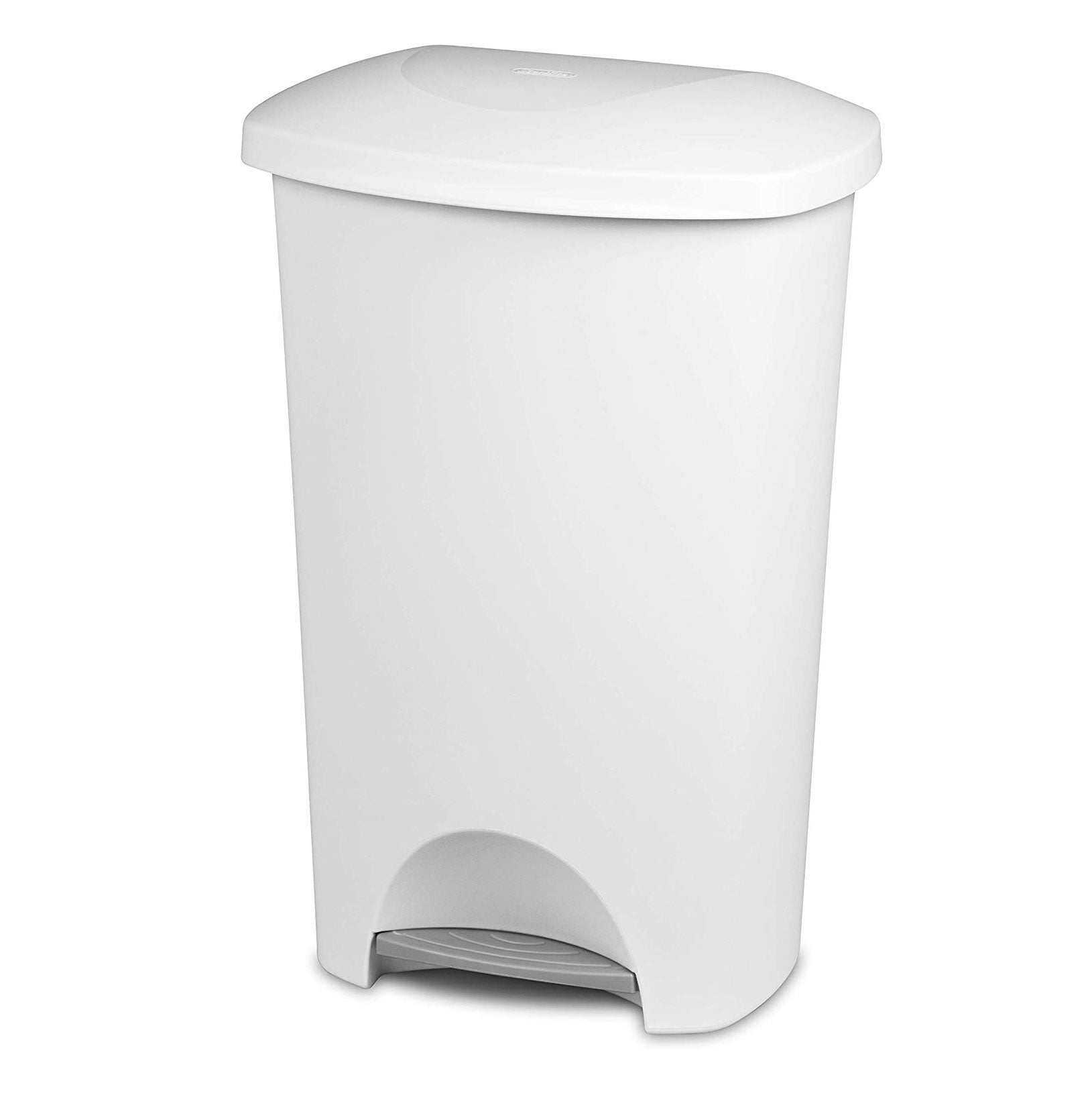 Sterilite 11 Gallon Hands Free StepOn Lid Lifting Wastebasket, White (12 Pack)