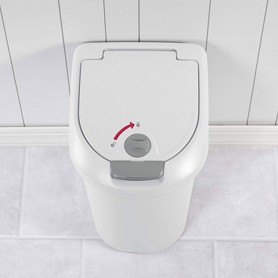 Sterilite 10998004 7.3-Gallon Secure Locking Touch Top Wastebasket, White