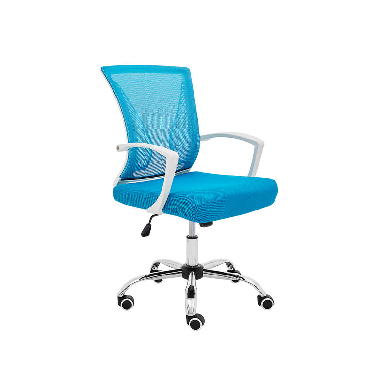 Modern Home Zuna Mesh Back Office Desk Rolling Chair, White & Aqua (Open Box)