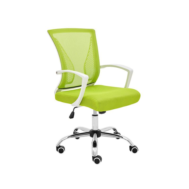 Modern Home Zuna Ergonomic Mesh Mid Back Office Desk Rolling Chair, White & Lime