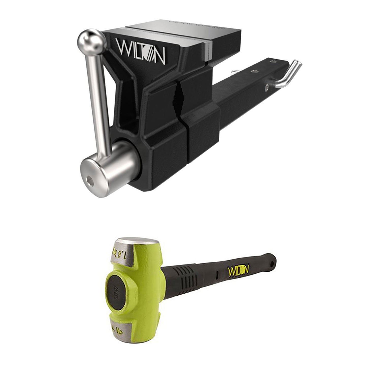 Wilton 5 Inch All Terrain Hitch Mounted Vise + 4 Pound HRS Steel Sledge Hammer - VMInnovations
