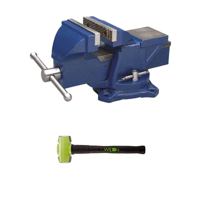 Wilton 4 Inch Anvil Work Bench Vise + Sledge Hammer with 6 Pound Head