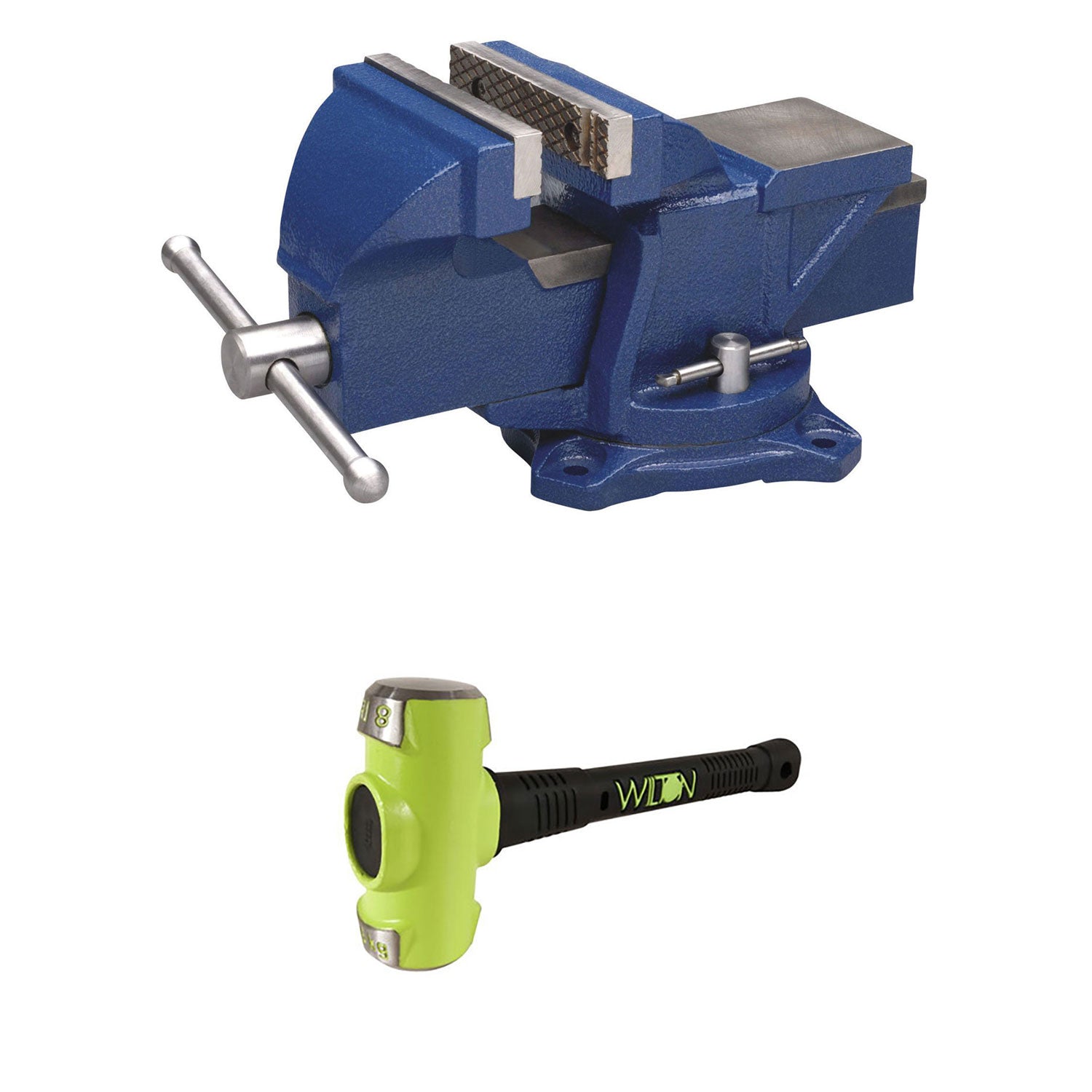 Wilton 4 Inch Anvil Work Bench Vise + Sledge Hammer with 8 Pound Head