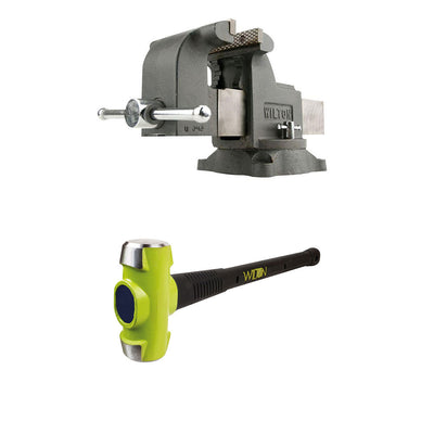 Wilton WS6 6 Inch Steel Swivel Base Bench Vise w/ BASH 6 Pound Sledge Hammer