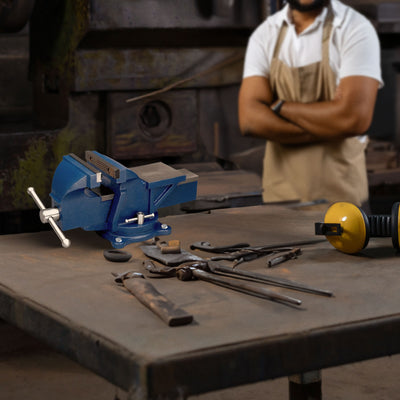Wilton 11106 6" Jaw General Purpose Steel Swivel Base Anvil Bench Vise, Blue