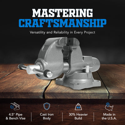 Wilton Tools 28826 Heavy Duty Cast Iron 4.5 Inch Combo Pipe and Bench Vise, Gray
