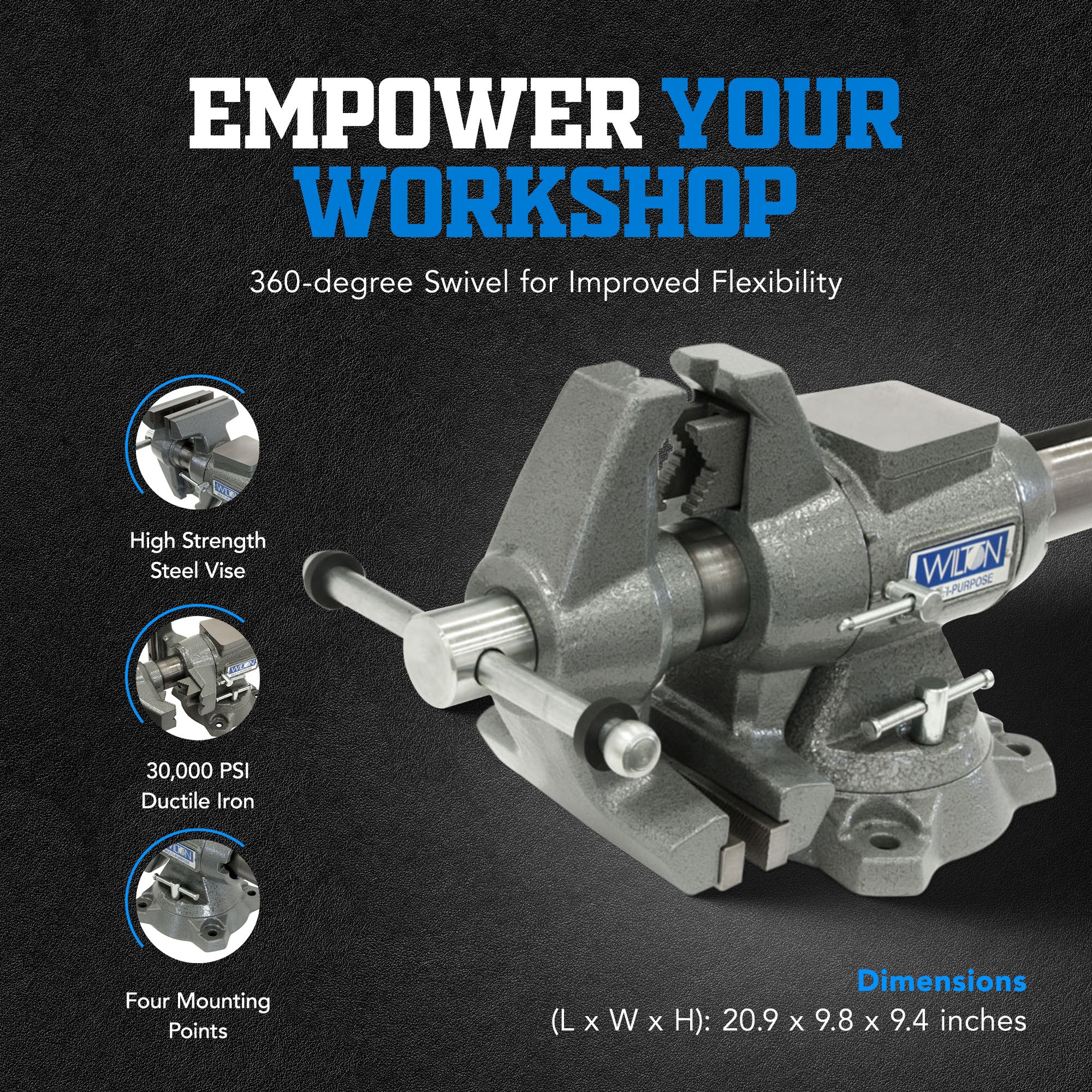 Wilton 28824 5.5 Inch Jaw Width Anvil Multi Purpose Swivel Base Work Bench Vise