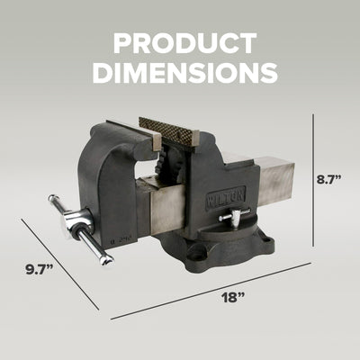 Wilton WS6 Work Shop Bench Vise w/ 6in Jaw, 3.5in Throat and Steel Swivel Base
