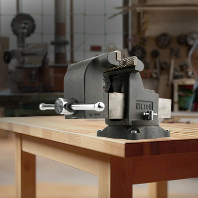 Wilton WS6 Work Shop Bench Vise w/ 6in Jaw, 3.5in Throat and Steel Swivel Base