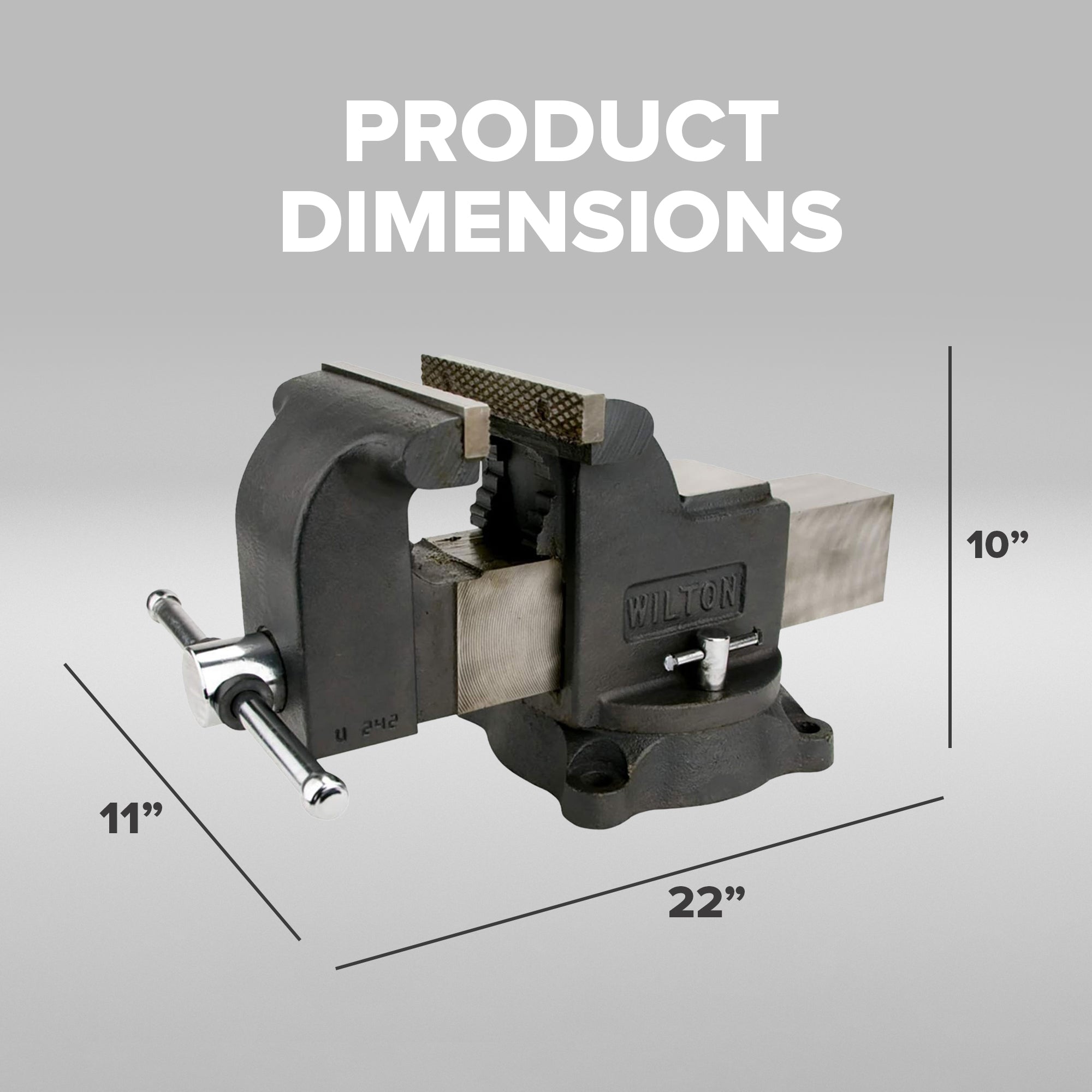 Wilton WS8 8 Inch Jaw 4 Inch Throat Steel Swivel Base Work Shop Bench Vise, Gray