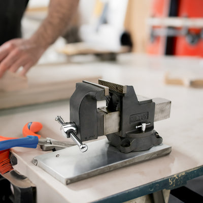 Wilton WS8 8 Inch Jaw 4 Inch Throat Steel Swivel Base Work Shop Bench Vise, Gray