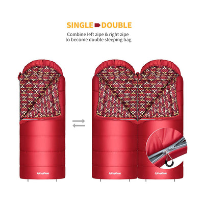 KingCamp 30 Degree Adult Sleeping Bag for Camping and Backpacking, Red (Used) - VMInnovations