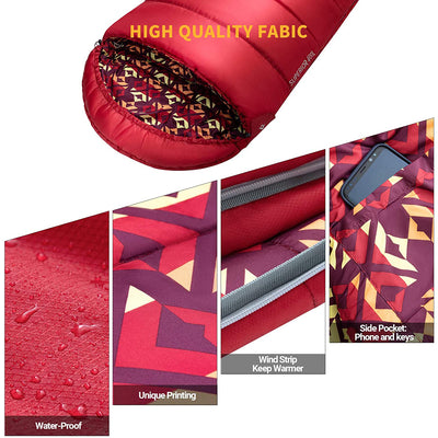 KingCamp 30 Degree Adult Sleeping Bag for Camping and Backpacking, Red (Used) - VMInnovations