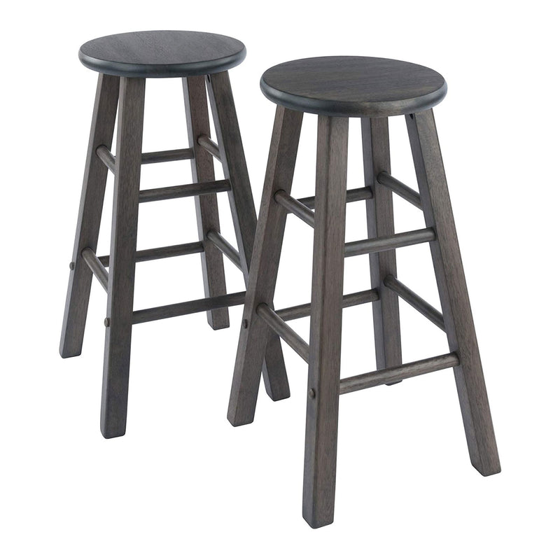 Winsome Element 24 Inch Solid Wood Counter Bar Stool Set, 2 Piece, Oyster Gray