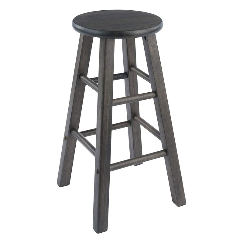 Winsome Element 24 Inch Solid Wood Counter Bar Stool Set, 2 Piece, Oyster Gray