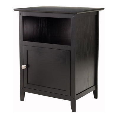 Winsome 25 Inch Tall Wood Henry Accent End Table Nightstand with Cabinet, Black