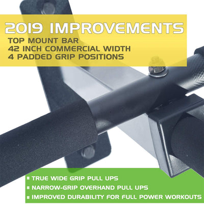 Ultimate Body Press Wall Mount Workout Pull Up Bar with 4 Padded Grip Positions