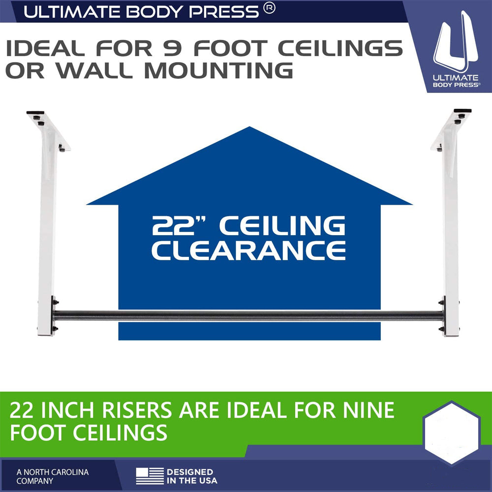 Ultimate Body Press Wall or 9 Foot Ceiling Mount Pull Up Bar Special Edition