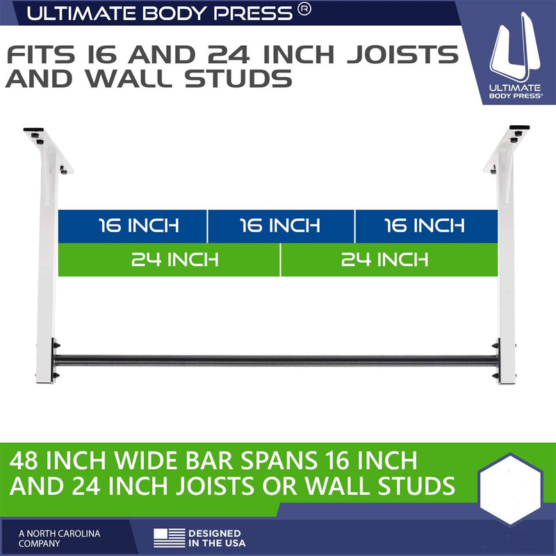 Ultimate Body Press Wall or 9 Foot Ceiling Mount Pull Up Bar Special Edition