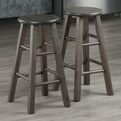 Winsome Element 24in Solid Wood Bar Stool Set, 2 Piece, Oyster Gray (Open Box)