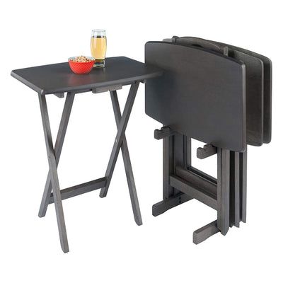 Winsome Dorian 5 Piece TV Snack Tray Set with Storage Stand, Gray (Used) - VMInnovations