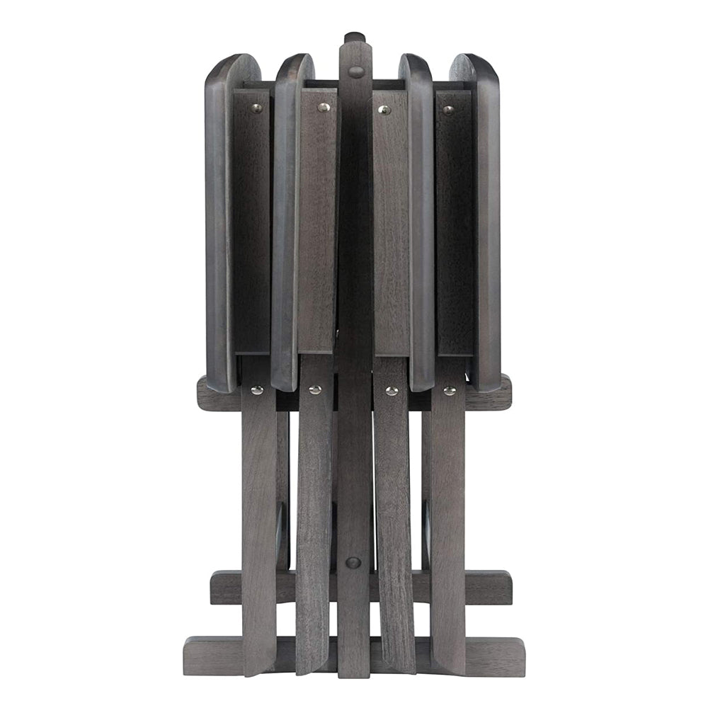 Winsome Dorian 5 Piece TV Snack Tray Set with Storage Stand, Gray (Used) - VMInnovations