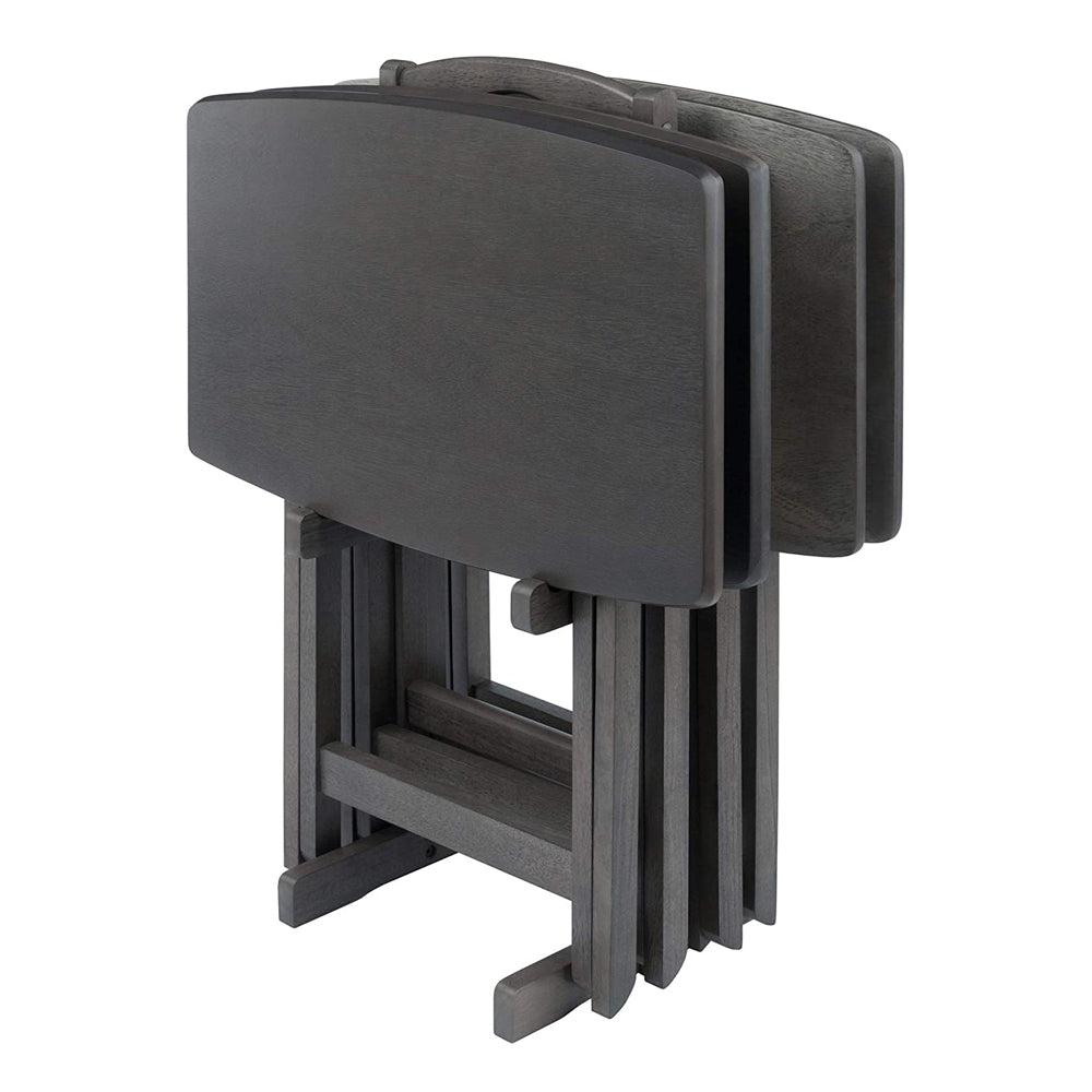 Winsome Dorian 5 Piece TV Snack Tray Set with Storage Stand, Gray (Used) - VMInnovations