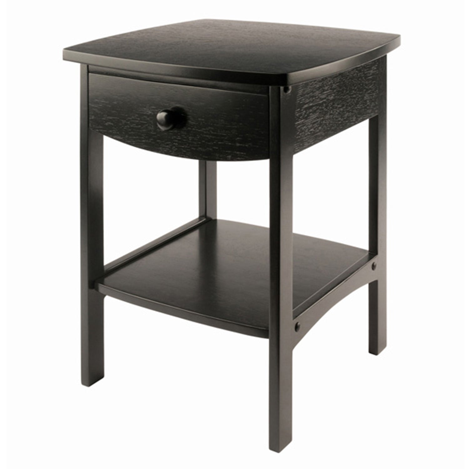 Winsome 22 Inch Tall Wood Claire Curved End Table Nightstand, Black (For Parts)