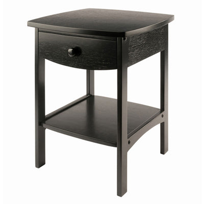 Winsome 22 Inch Tall Wood Claire Curved End Table Nightstand, Black (For Parts)