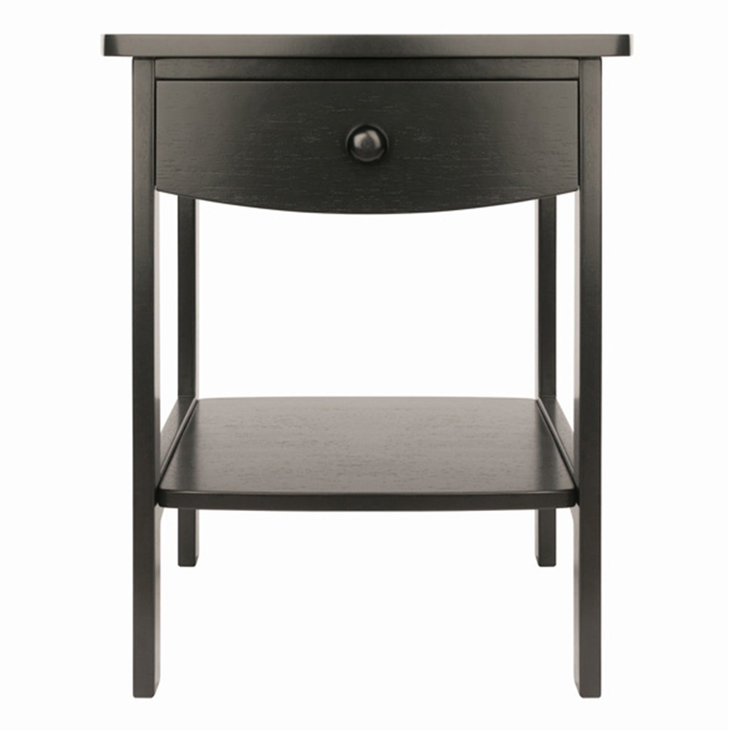 Winsome 22 Inch Tall Wood Claire Curved End Table Nightstand, Black (For Parts)