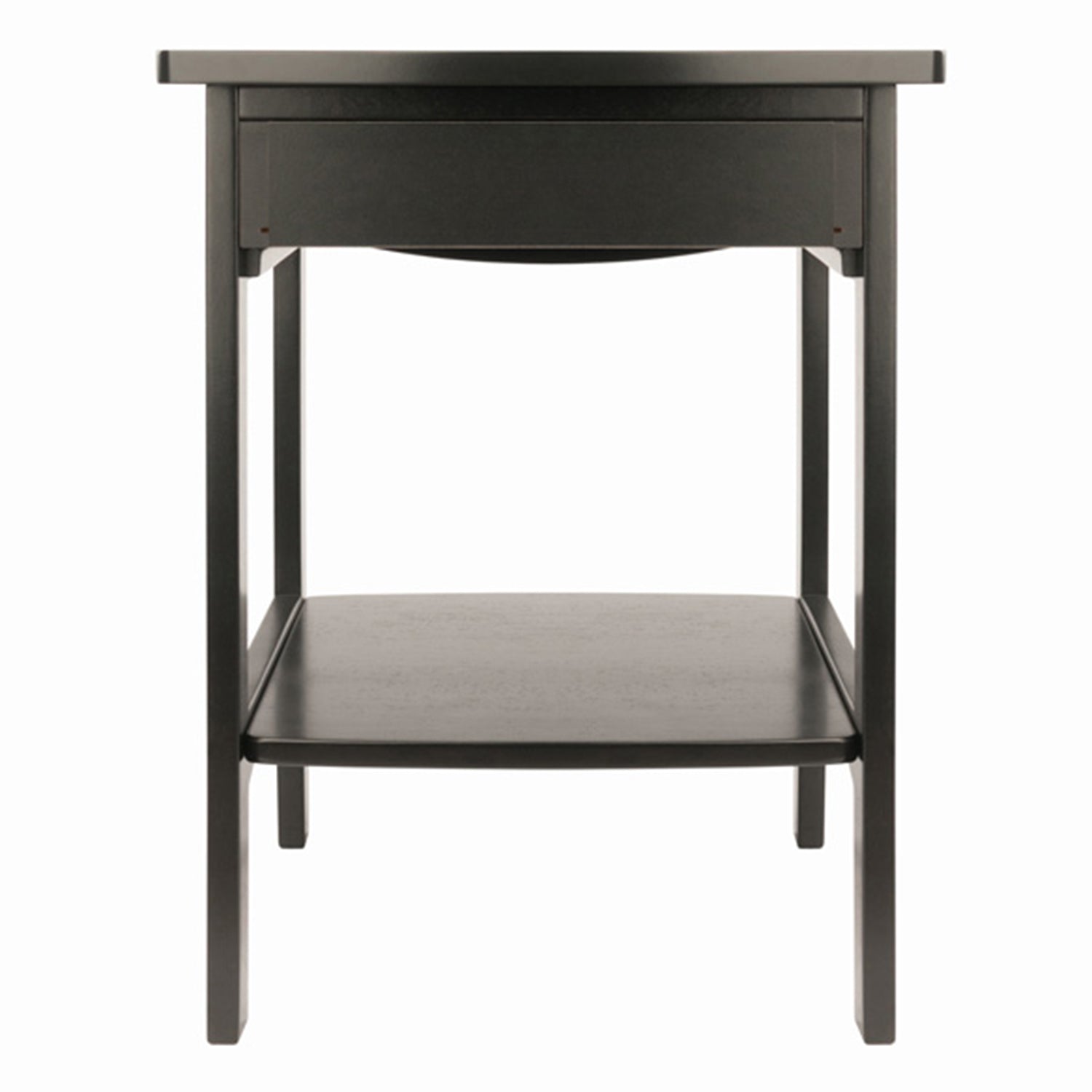 Winsome 22 Inch Tall Wood Claire Curved End Table Nightstand, Black (For Parts)