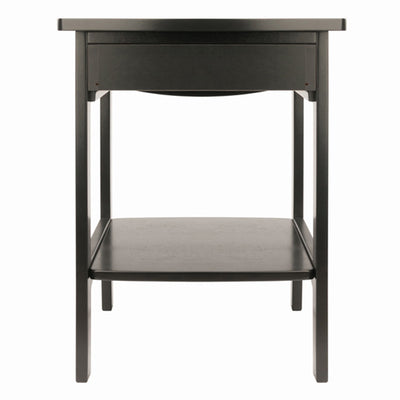 Winsome 22 Inch Tall Wood Claire Curved End Table Nightstand, Black (For Parts)