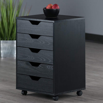 Winsome Halifax Composite Wood Organization 5 Drawer Cabinet, Black (Open Box)