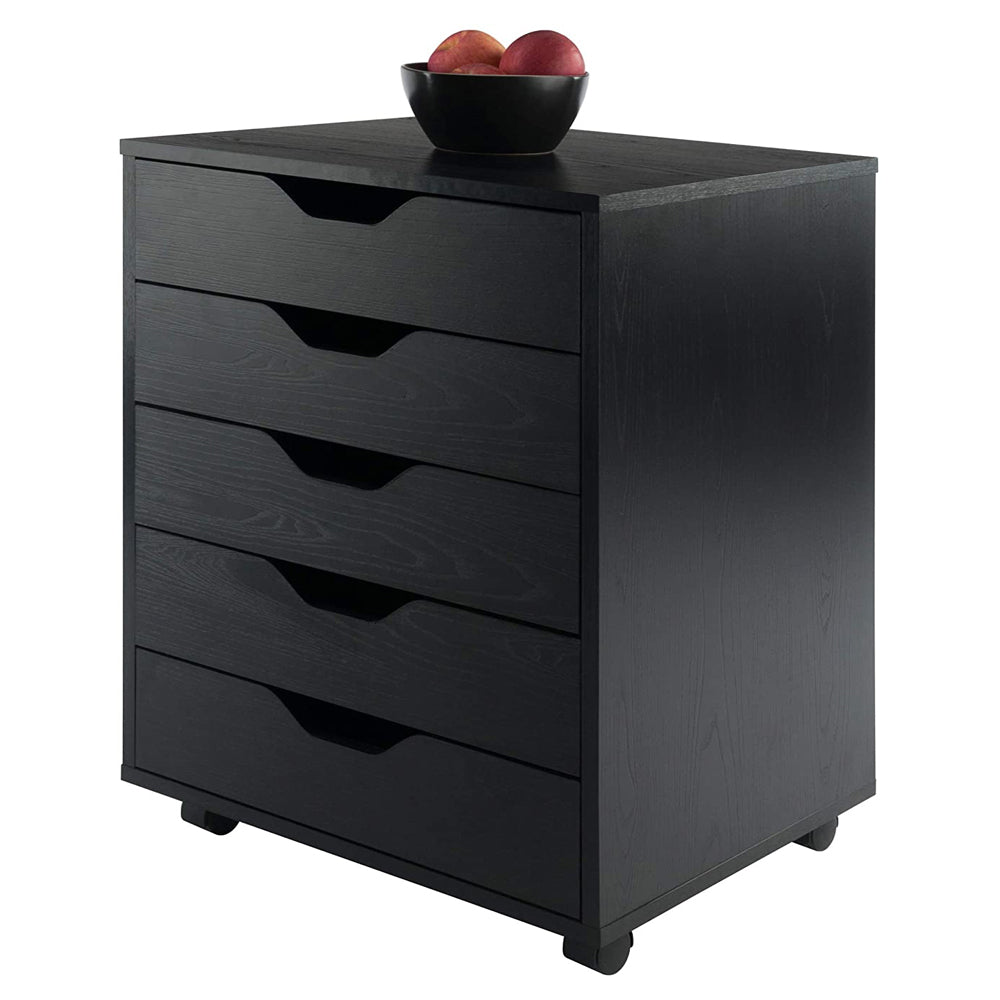 Winsome Halifax Composite Wood Organization 5 Drawer Cabinet, Black (Open Box)