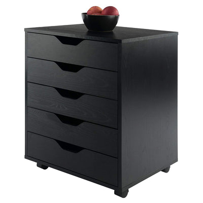 Winsome Halifax Composite Wood Organization 5 Drawer Cabinet, Black (Open Box)
