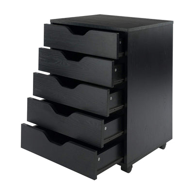 Winsome Halifax Composite Wood Organization 5 Drawer Cabinet, Black (Open Box)