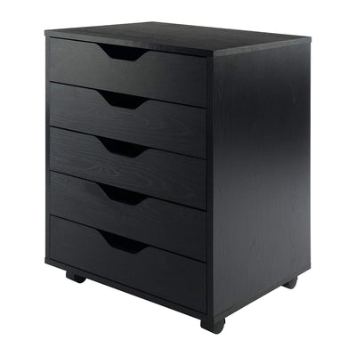Winsome Halifax Composite Wood Organization 5 Drawer Cabinet, Black (Open Box)