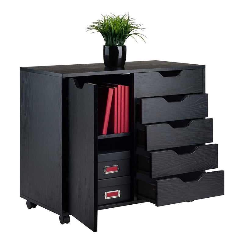Winsome Halifax Durable Composite Wood Storage and Organization Cabinet, Black