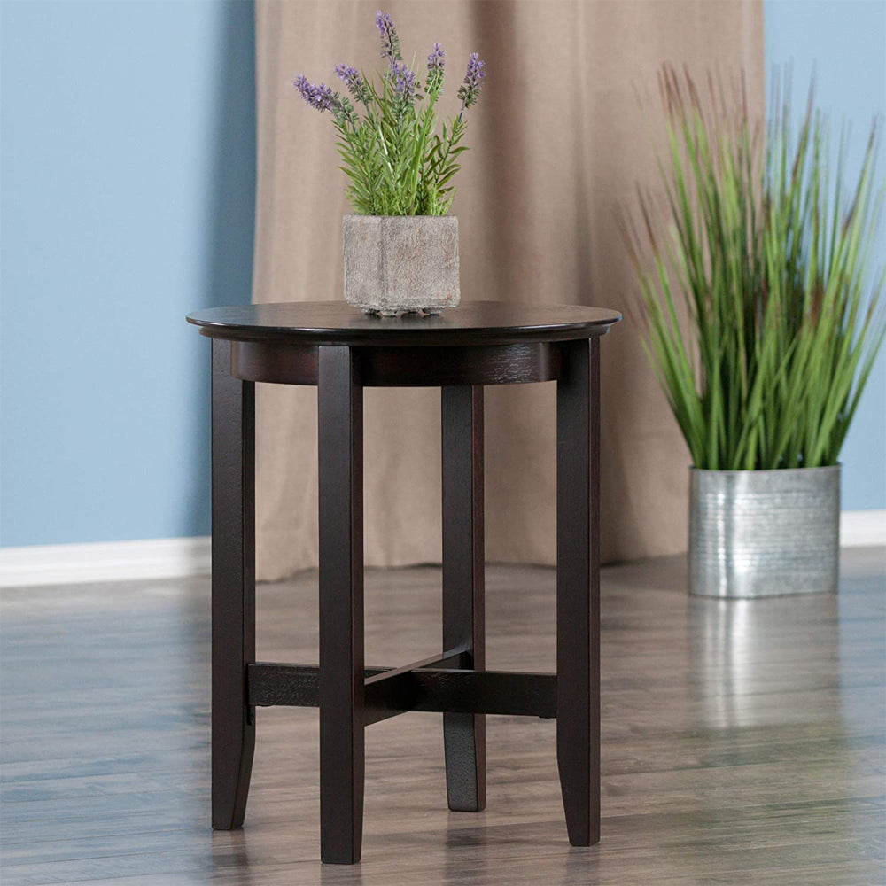 Winsome Toby Solid Wooden Round Home Accent Side End Table, Espresso (Open Box)