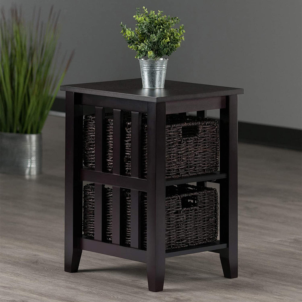 Winsome 25" Tall Morris Accent Side End Table with 2 Foldable Baskets (Used)