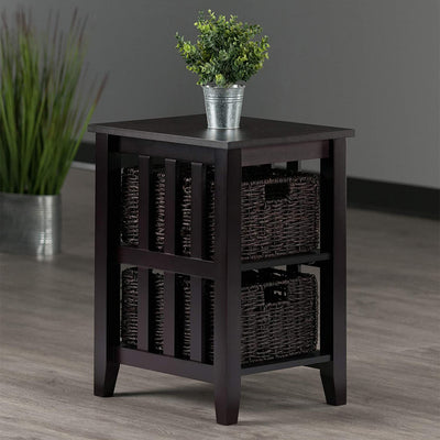 Winsome 25" Tall Morris Accent Side End Table with 2 Foldable Baskets (Used)