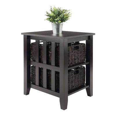 Winsome 25" Tall Morris Accent Side End Table with 2 Foldable Baskets (Used)