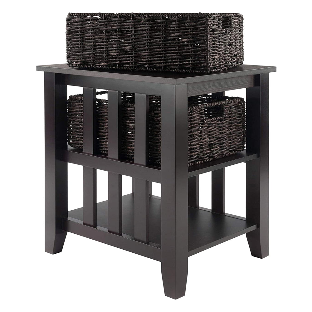 Winsome 25" Tall Morris Accent Side End Table with 2 Foldable Baskets (Used)
