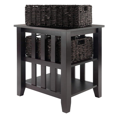 Winsome 25" Tall Morris Accent Side End Table with 2 Foldable Baskets (Used)