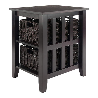 Winsome 25" Tall Morris Accent Side End Table with 2 Foldable Baskets (Used)