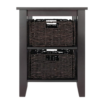 Winsome 25 Inch Tall Morris Accent Side End Table with 2 Foldable Baskets, Black