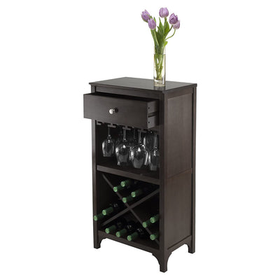 Winsome 37.52" Tall Wood Ancona Modular Wine Cabinet, Dark Espresso (Open Box)
