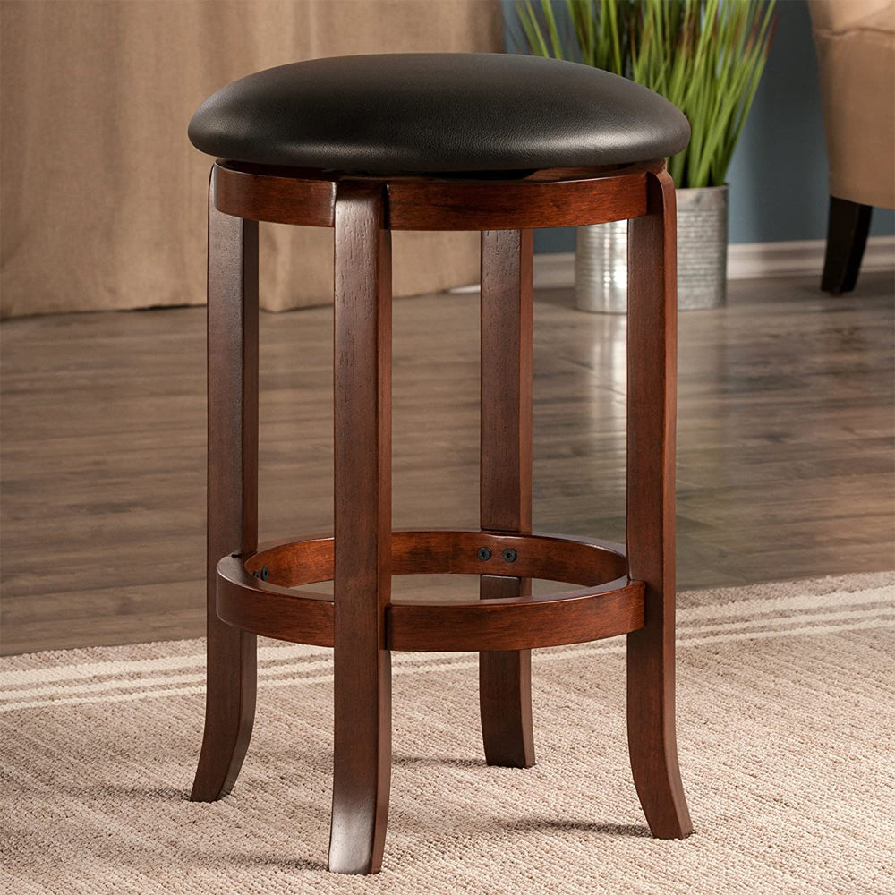 Winsome Walcott 24" Tall Home Swivel Wooden Counter Bar Stool, Walnut (Open Box)