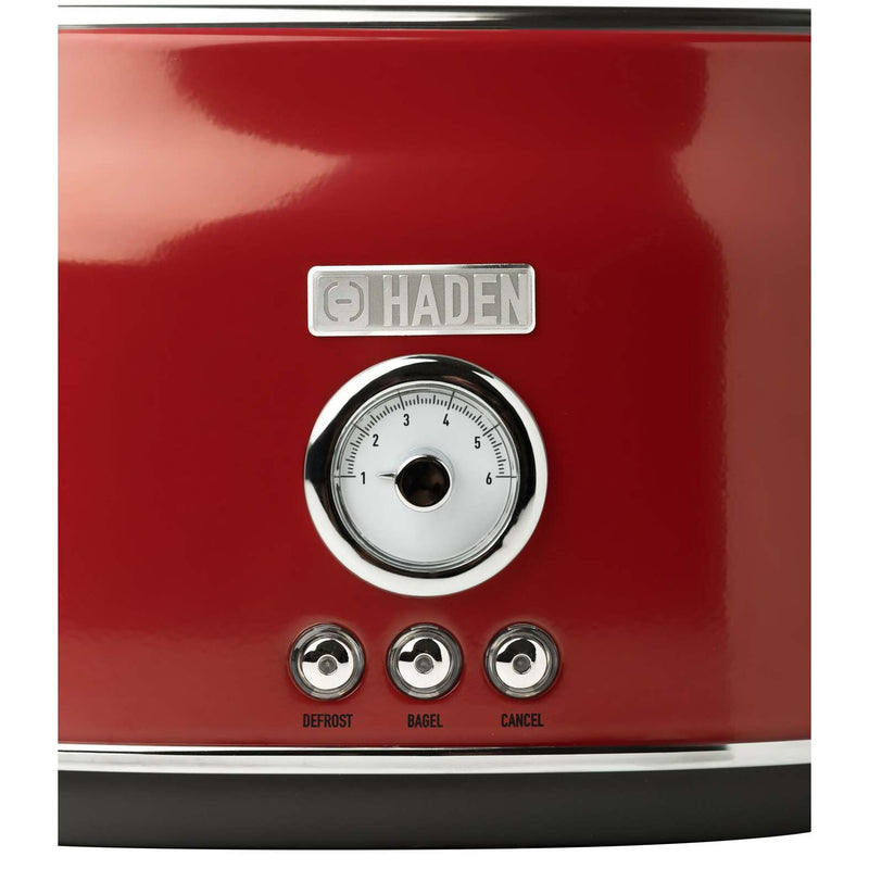 Haden Dorset Wide Slot Stainless Steel Countertop Retro Toaster, Red (Used)